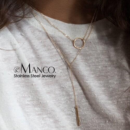 E-Manco Minimalist Stainless Steel Necklace for women Pendants Chokers Necklace women Fahion Jewellery