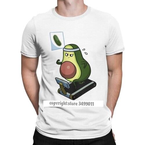 Mens Avo-Cardio Monday Avocado Tops T Shirt Humor Vegan Funny Guacamole Cartoon Food Cotton Fitness Tees Summer T-Shirt