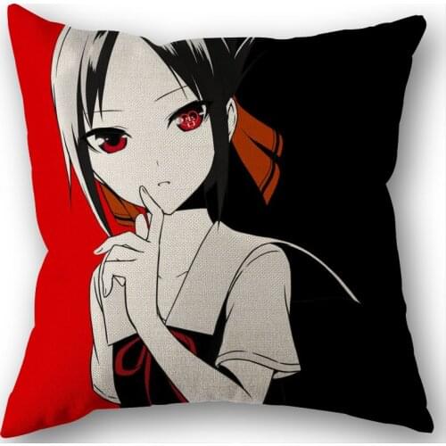 Custom Square Pillowcase Anime Kaguya Sama: Love Is War Cotton Linen Pillow Cover Zippered 45x45cm DIY Gift Office,Home,Outdoor
