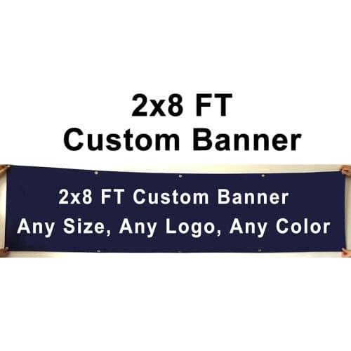 2x8FT Custom Banner Flag Sports Fans Advertisement Custom Flag Banner Brass Grommets 60x240cm Polyester, free shipping