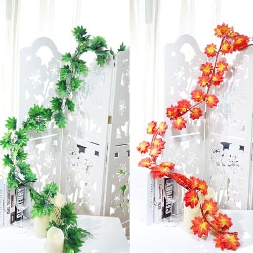 10pcs/Lot Artificial Maple Leaf Vine Ivy Autumn Fall Leaves Rattan Garland Hanging Greening Plants Decor Home Wedding Beautify