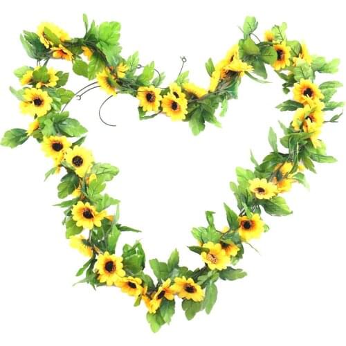 250cm Fake Silk Sunflower Ivy Vine Artificial Flowers Wall Hanging Garland Garden Fences Home Wedding Christmas Party Decoration