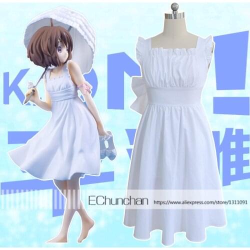 K-ON! K-ON! Hirasawa Yui white Dress Bowknot COS Party Dresses cosplay costume