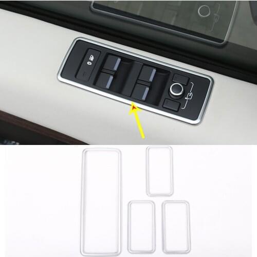 ABS Car-styling Window Lift Button Frame Cover for Land Rover Discovery 5 LR5 2017-20 L462 Matte Chrome Car Interior Accessories