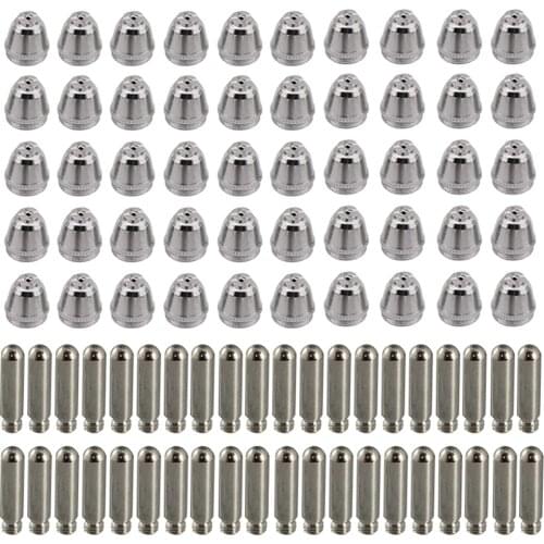 100 pcs Plasma Cutter Consumable Nozzles Tips Electrodes Torch Consumables Kit Suit For AG60 WSD60