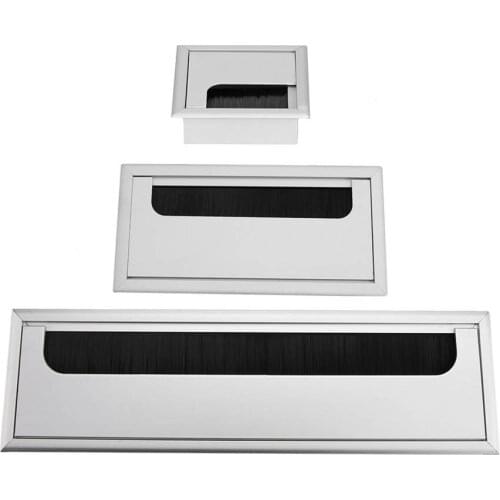 Square Aluminium Computer Desk Wire Cable Tidy Outlet Insert Hole Top Cover TV Cabinet Rectangle Wire Outlet Hole Cover 3 Sizes
