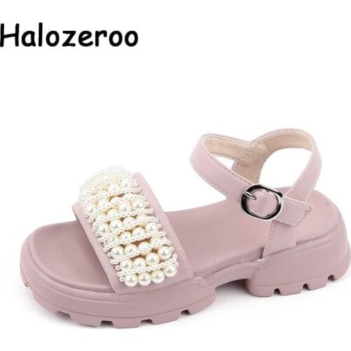 Summer Kids Princess Sandals Children Brand Pearl Shoes Baby Girls Beach Sandals Dress Platform Flats Soft Fashion Sandals New