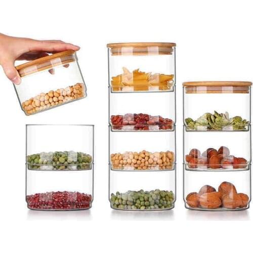 Multifunctional Storage Bottle Stackable Transparent Glass Kitchen Dried Fruit Snack Storage Bottle Food Bulk Sealed Container