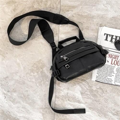 Xiao.p Fashion Mens High Quality Pu Leather Hip-hop Male Bag PU Leather Bag Shoulder Bag Small Backpack Popular Crossbody Bag