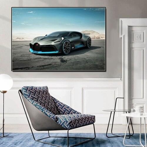 Fashion Sport Car Poster and Prints Blue Black Racing Cars Canvas Painting on The Wall Art Pictures for Living Room Home Decor