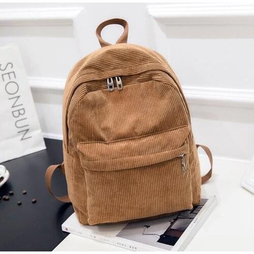 Corduroy Backpack Fashion Women School Backpack Pure Color Women Backpack Teenger Girl School Bags Female Mochila Bagpack Hot