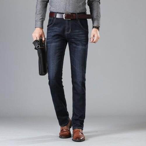 Sulee Brand 2019 New Mens Black Jeans Business Fashion Classic Style Elastic Slim Trousers Jeans Male size 40 42