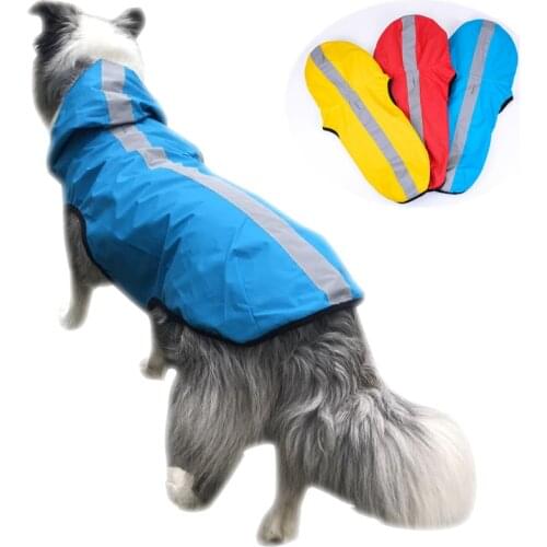Spring and Summer New Large Pet Dog Raincoat Waterproof Reflective Hooded Big Dog Vest Outdoor Golden Retriever Dog Clothes