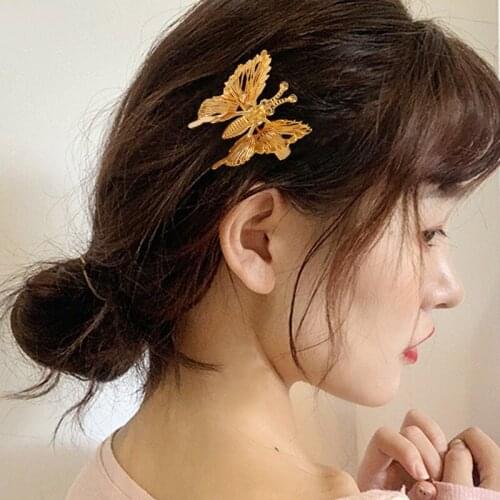 New Hollow Out Butterfly Hair Clip Hair Pins For Women Girl Vintage Metal Golden Color Clip Jewelry Accessories Styling Tools