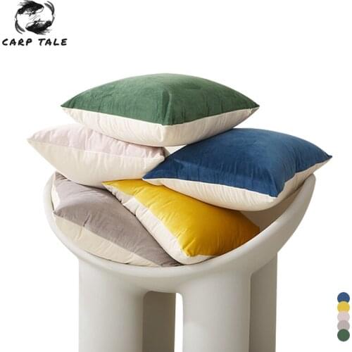 Velvet Solid Color Pillowcase Double-sided Cushion Covers For Living Room Decorative Sofa Cushions Office Seat Back Without Core