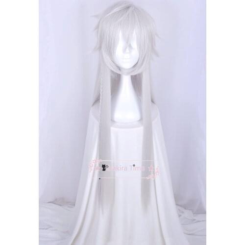 Anime Black Butler Kuroshitsuji Under Taker Cosplay Wigs 110cm Long Silver Heat Resistant Synthetic Hair Wig + Wig Cap