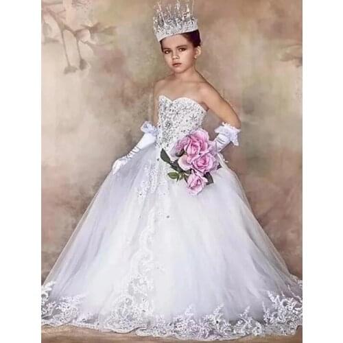 Princess Floor Length Flower Girl Dresses Party Tulle Sleeveless Strapless with Bow(s)
