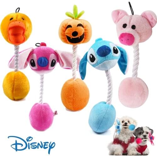 Plush Stitch Pumpkin Yellow duck Angel Cartoon Cute Puppy Rope Knot Toy Chew Squeak Dog Toys for Small Dogs Supplies