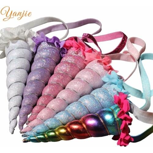 New Arrival Rainbow Headband 2021 Metallic Cosplay Festival Girl Horse Horn Birthday Party Hair Accessories For Kids Headwear