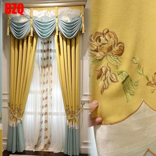 Luxurious atmosphere French high grade chenille embroidered curtain European luxury living room bedroom simple European curtain