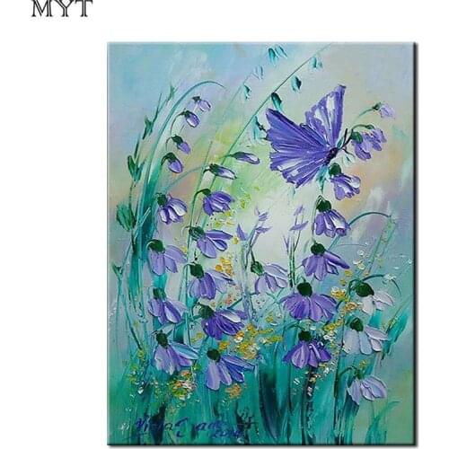 Handmade abstract modern butterfly flowers scenery oil painting on canvas handpainted wall art pictures for Home Decor no frame