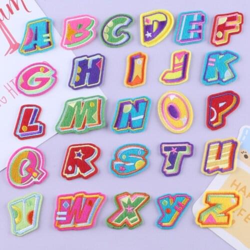 DIY Creative Letter Cute Patch Iron-On Embroidery Patch for Child Jeans Backpacks Sew on Appliqued Candy Color 3D Decoration