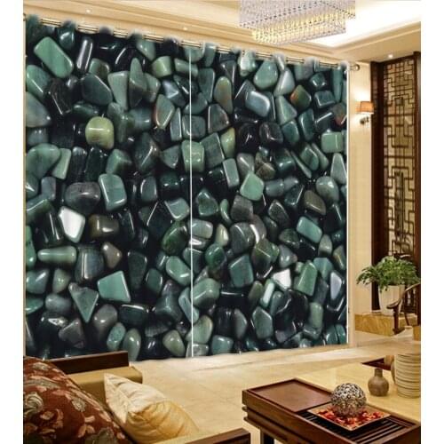 3d printed curtains home decor modern beautiful bedroom curtains Dark green pebbles modern curtains for bedroom