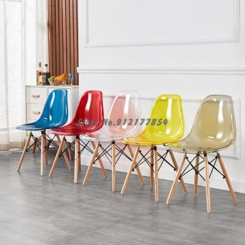 Household Backrest Plastic Stool Nordic Transparent Ghost Net Red Balcony Makeup Chair Casual Simple Negotiation Dining Table An