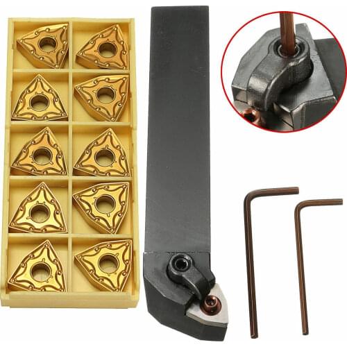 CNC Carbide Inserts MWLNR2525M08 25mm Lathe Turning Tool Holder + 10pcs WNMG080408
