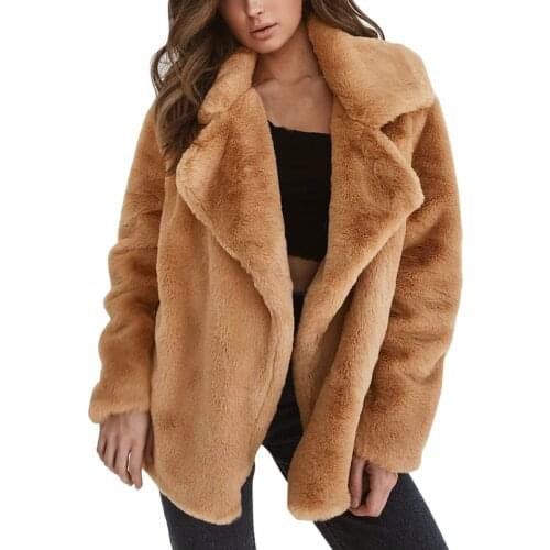 Women Autumn Winter Jacket Coat Cardigan Long-sleeved Lapel Double-faced Fleece Fashion Casual Solid Color Warm Coat femme #40