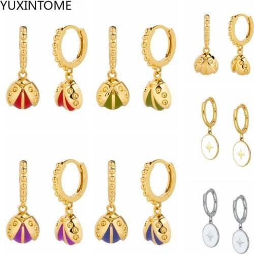 925 Sterling Silver Ear Buckle Ladybug/Lucky Star Hoop Earrings Female Cute Romantic Elegant Jewelry Couple Handmade Gifts A30