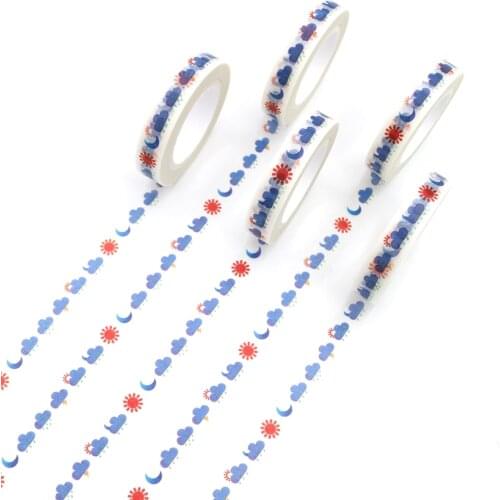 1 PCS Creative Weather Washi Tape High Sticky Masking Tape Office Supply Hand Tear Adhesive Paper Tape DIY Book Diary