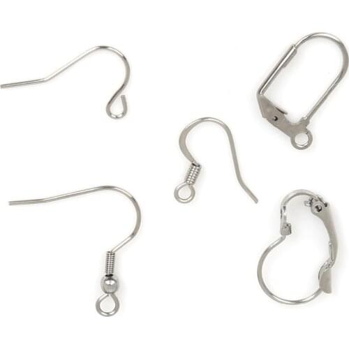 10-200pcs Stainless Steel Earring Hook Wire Clasp Charms Earring Hooks Wires Fittings DIY Jewelry Making Findings