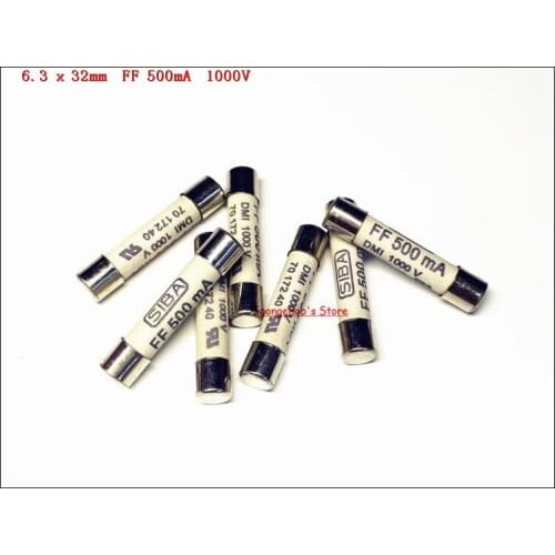10-30pcs/Lot 6.3 x 32mm FF 500mA 1000V SIBA Ceramics Fuse DMI-Fuse 70 172 40