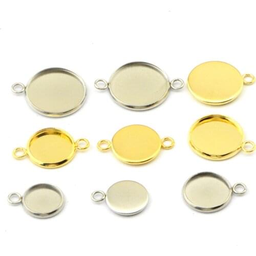 10PCS316 Stainless Steel Disc Jewel Holder Pendant Base, Flat-bottomed Round Holder Jewelry Plate Inner Diameter 6-30mm