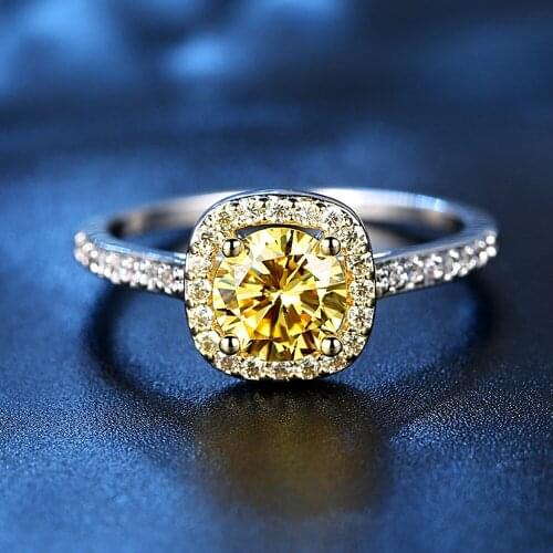 2018 Hot Wedding Rings for Women Yellow Square Simulated Zircon Jewelry Engagement Bague Femme Ring