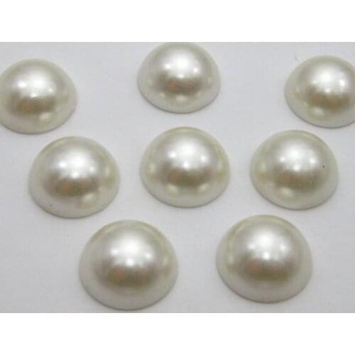 50 Ivory Half Pearl Bead 18mm Flat Back Scrapbook Craft