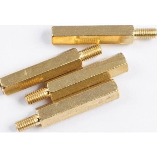50pcs M3 Male 6mm x M3 Female 20mm Brass Standoff Spacer M3 20+6 Copper Hexagonal Stud Spacer Hollow Pillars