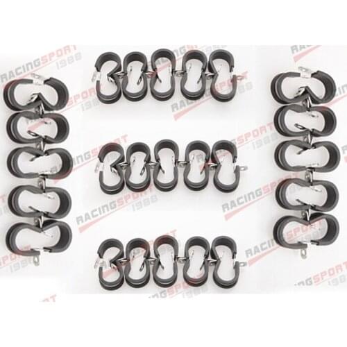 50PCS Cushioned Hose Mounting Clamp Loop Strap 304 Stainless Steel 1 7/8" Black