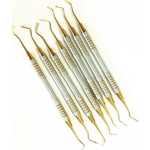 7pcs Dental Composite Resin Filling Spatula Titanium plated Head Resin Filler Set thick handle Restoration set Dental Instrument