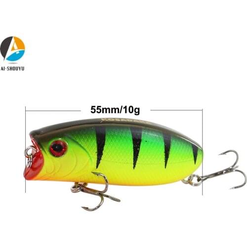 AI-SHOUYU New Popper Fishing Lures 55mm/10g Topwater Popper Bait Bass Pesca Wobblers Crankbait Fishing Tackle
