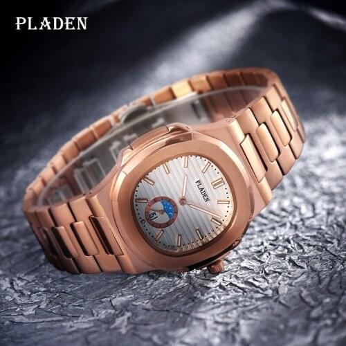 Watches Mens PLADEN Stainless Steel Calendar Quartz Sports Army Clock Waterproof Fashion Businless Wristwatch Gift For Men 2020