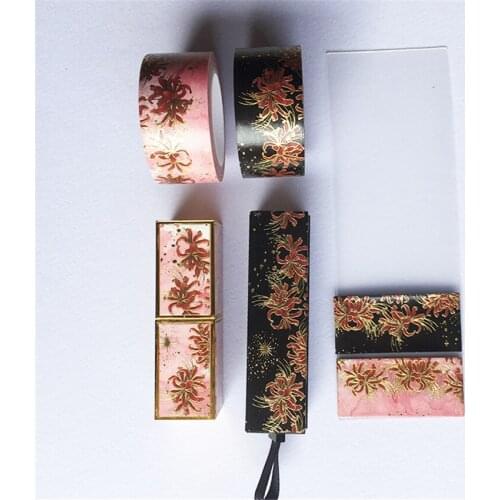 Manjusaka Flower Lipstick Bullet Journal Washi Tape Set Adhesive Decoration DIY Scrapbooking Sticker Label Masking Tapes Paper