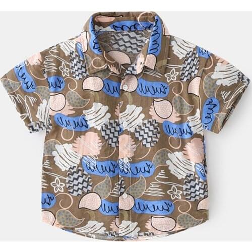 Children Shirts 2021 Summer 18 Months -6 Years Boys Soft Lapel Short-Sleeved Shirts Abstract Casual Trend Boutique Kids Clothing