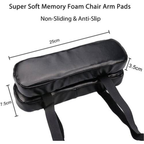 Wheel Chair Armrest Pad Cover Elbow Pain Relief Cushion Memory Foam PU Leather Office B1