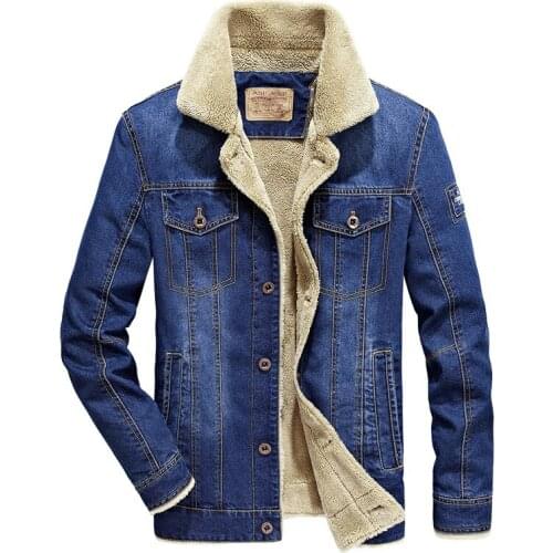 Jean Jacket Men Thick Streetwear Denim Bomber Jackets Coat Male Vintage Blue Mens Outwear Plus Velvet Single Breasted Windbreak