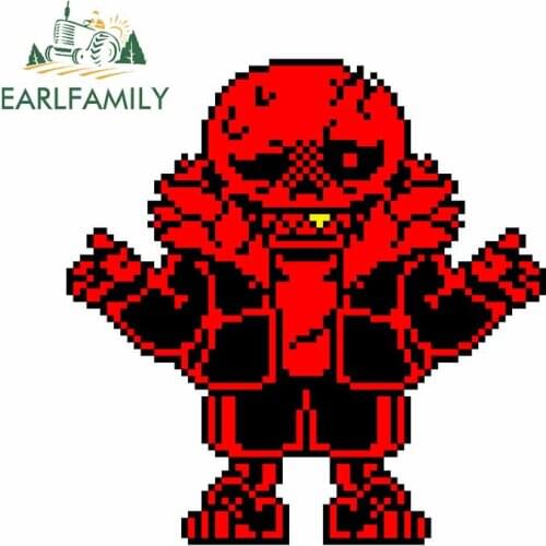 EARLFAMILY 13cm x 12.9cm for Underfell Sans Pixel Vinyl Car Sticker Motorcycle Waterproof Fashion Car Decals Decoration