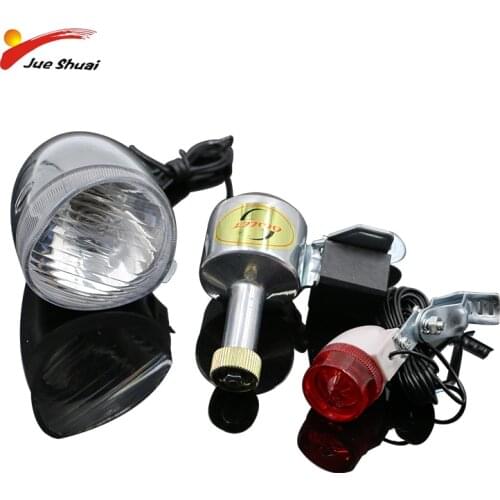 Vintage Bicycle Motorized Bike Friction 12V 6W Generator Headlight Tail Light Kit Bicycle Head Lamp Friction Dynamo Light Suit