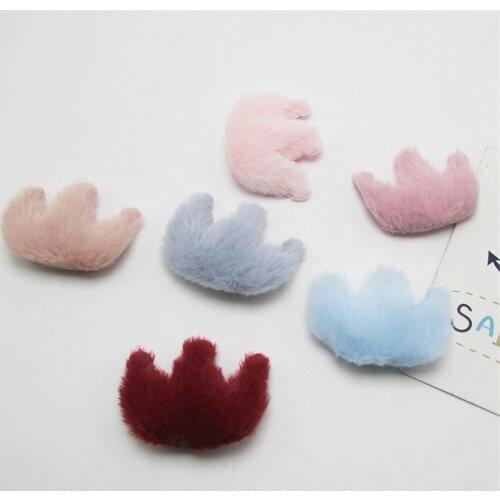 10/20/30Pcs Imitation Rabbit Fur Fashion Crown Padded Appliqued Embellishments DIY Craft Supplies Kids Hair Accessories Material