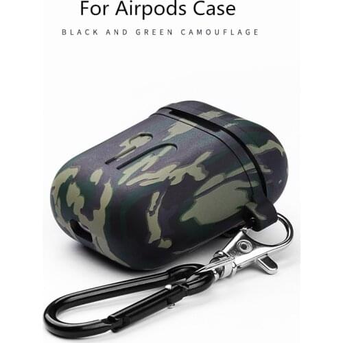 Camouflage Army Silicon Case For Airpods 2 Case Protection Earphone Headphone Cover For Airpod Case Cover Anti-Lost Strap Holder